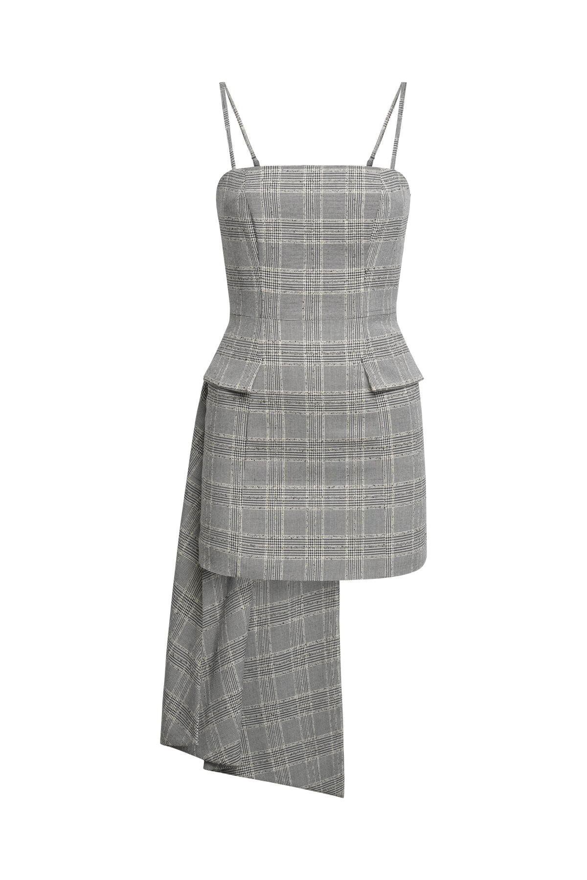 BCBGMAXAZRIA Glen Plaid Dress With Drape Glen Plaid
