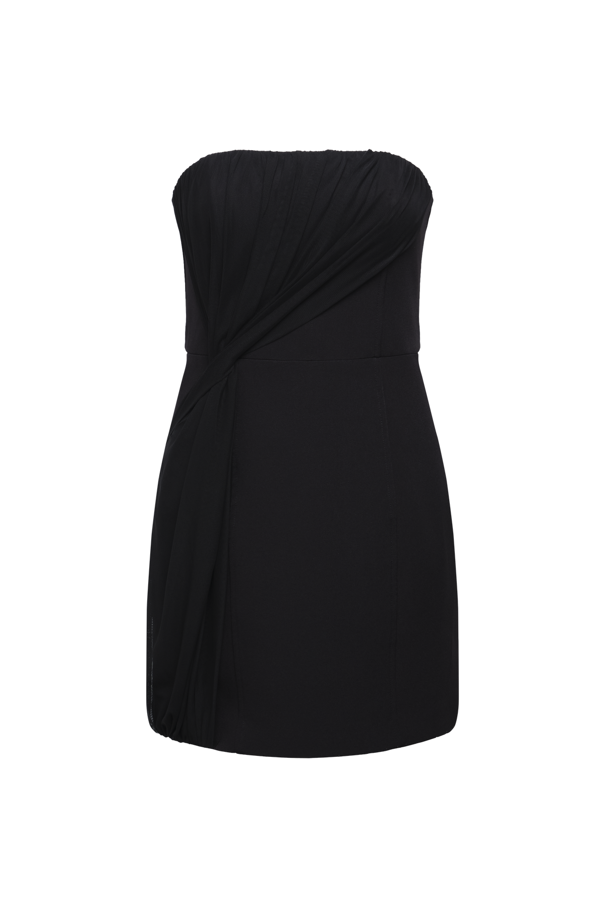BCBGMAXAZRIA Draped Tulle Crepe Cocktail Black
