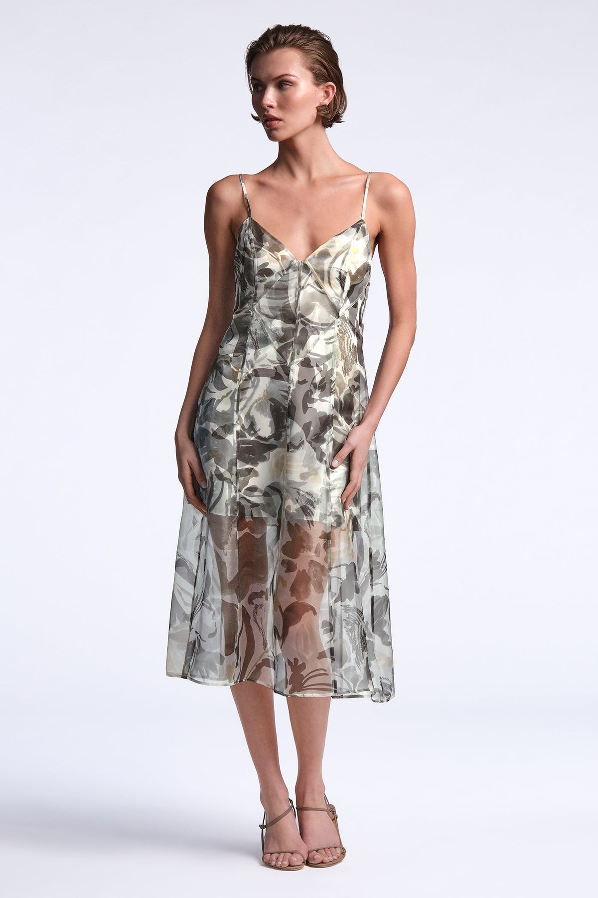 BCBGMAXAZRIA Lorelie Dress Abstract Garden Print