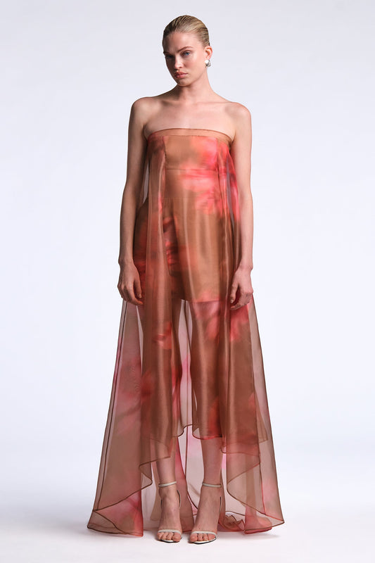 BCBGMAXAZRIA Annika Gown Flame Meadow Print
