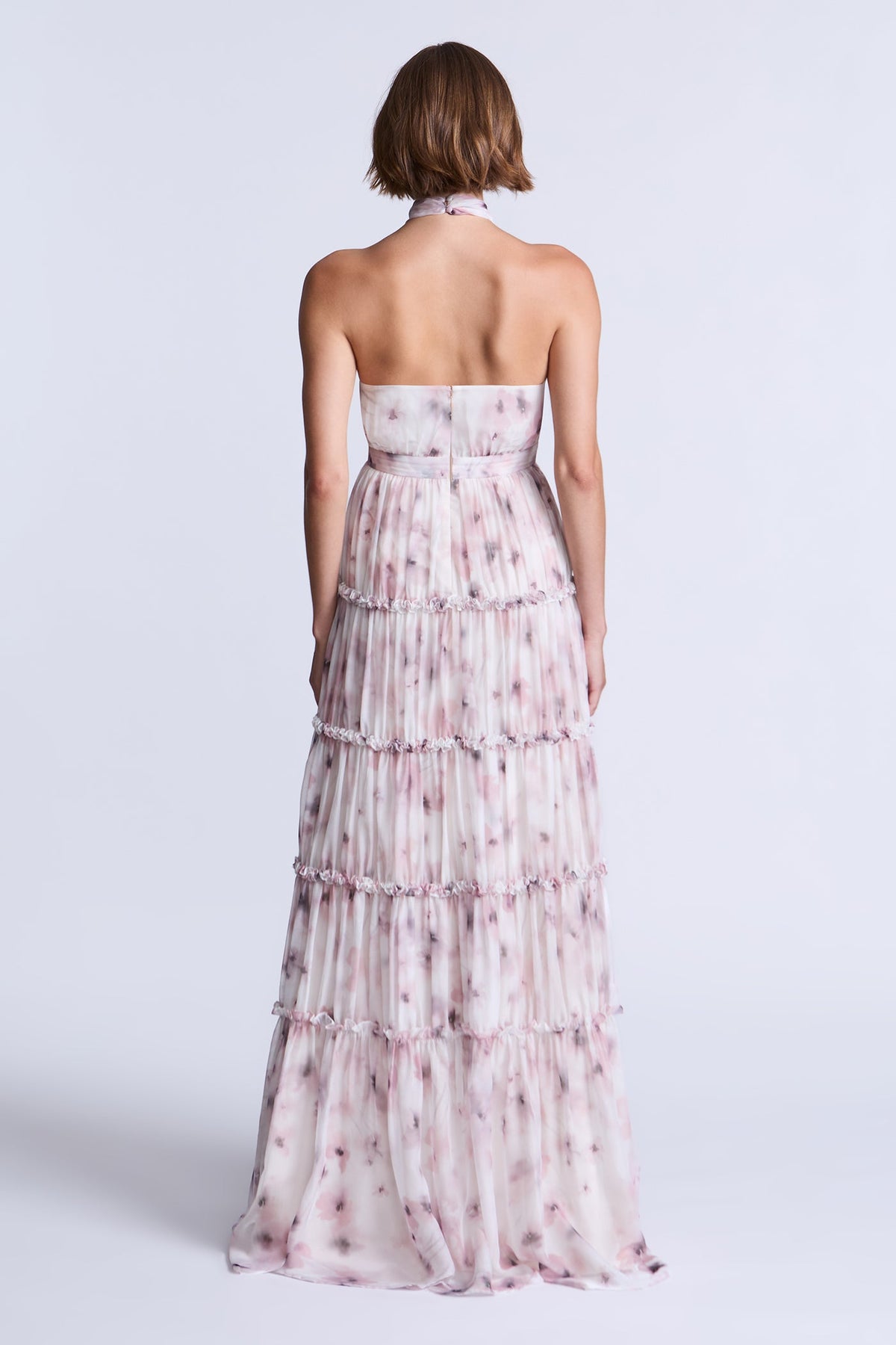 BCBGMAXAZRIA Sabrina Printed Dress Bouquet Print Ash Purple