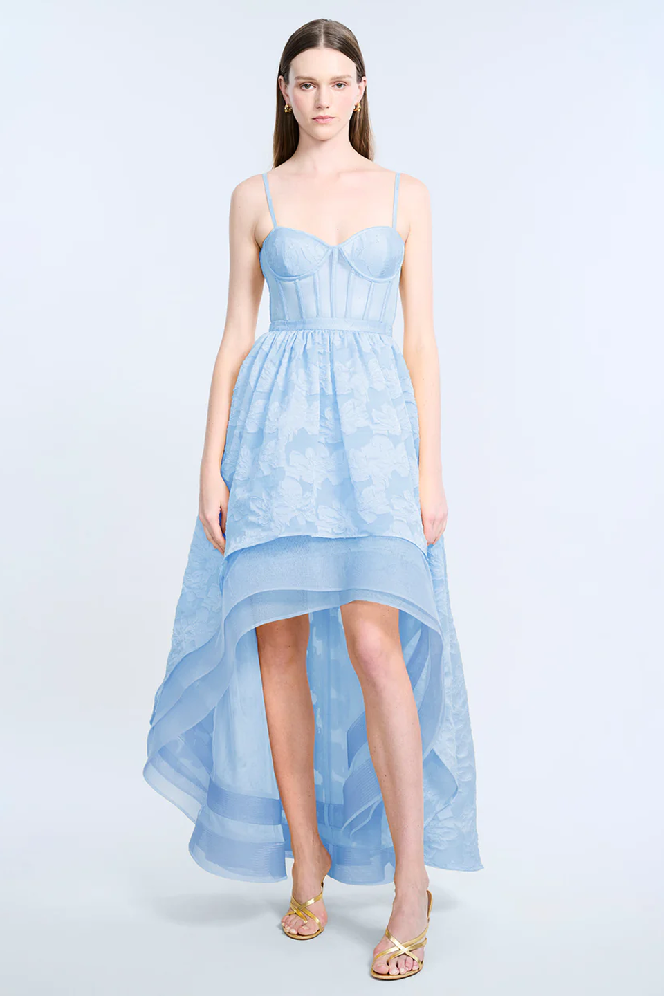 BCBGMAXAZRIA High Low Organza Tulle Gown Skyway