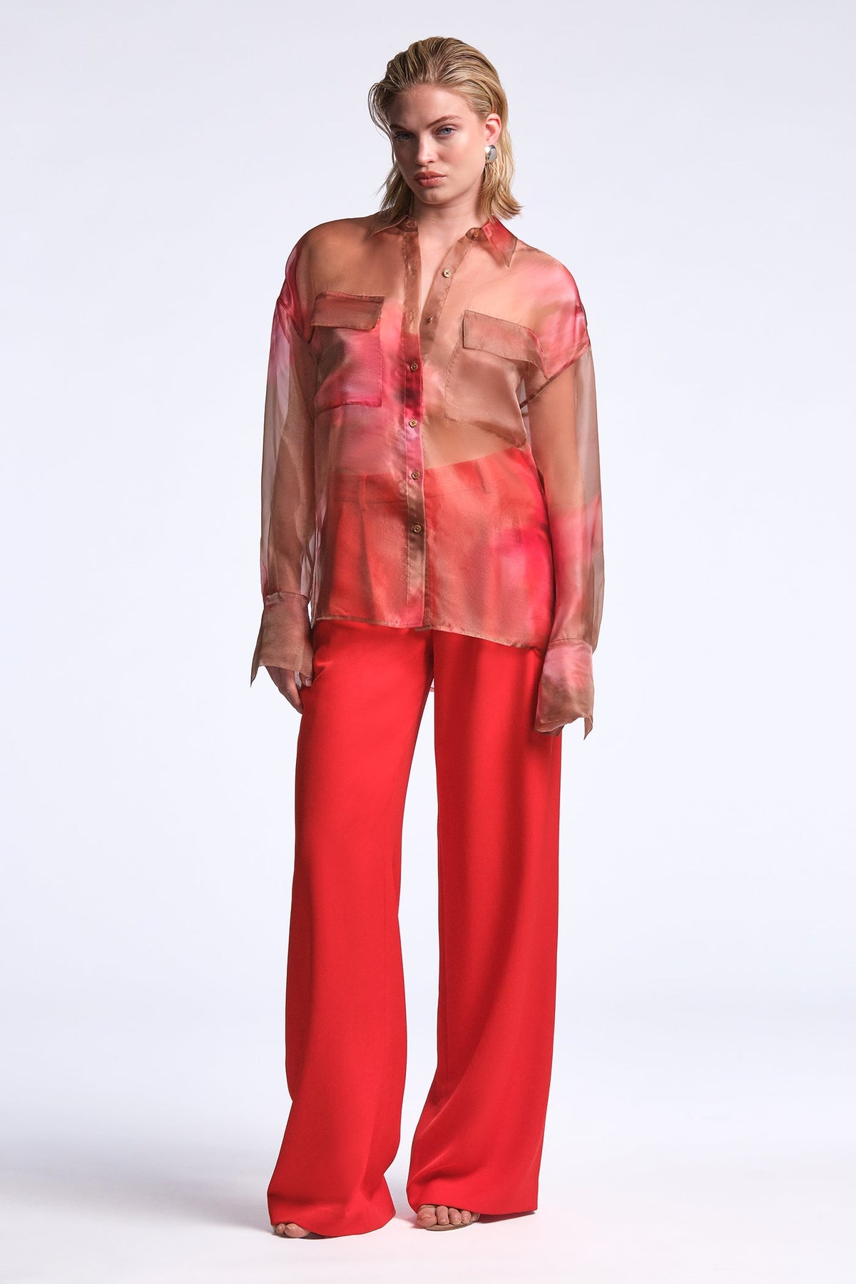 BCBGMAXAZRIA Pauline Shirt Flame Meadow Print