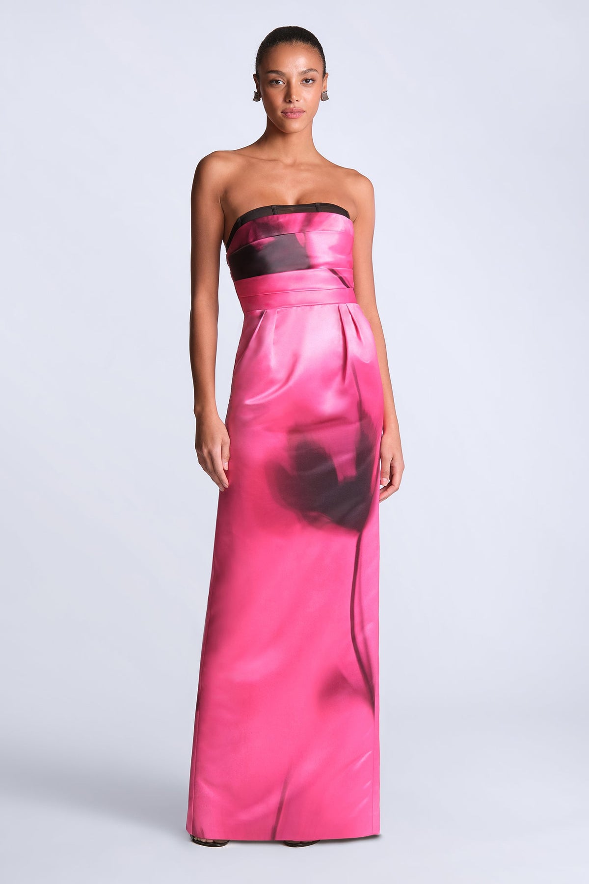 BCBGMAXAZRIA Madison Printed Gown Placement Floral Print Begonia