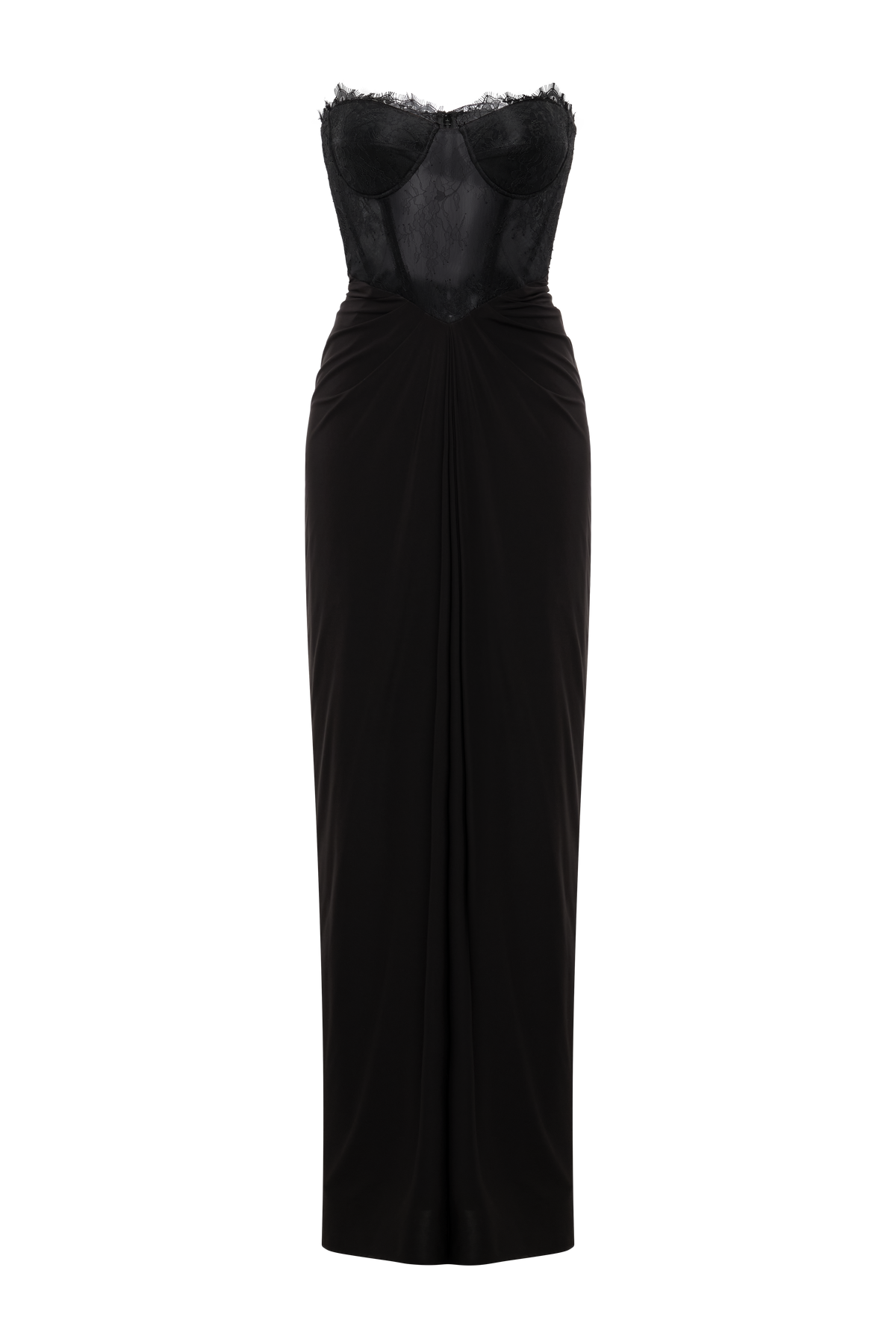 BCBGMAXAZRIA Lace & Jersey Gown Black