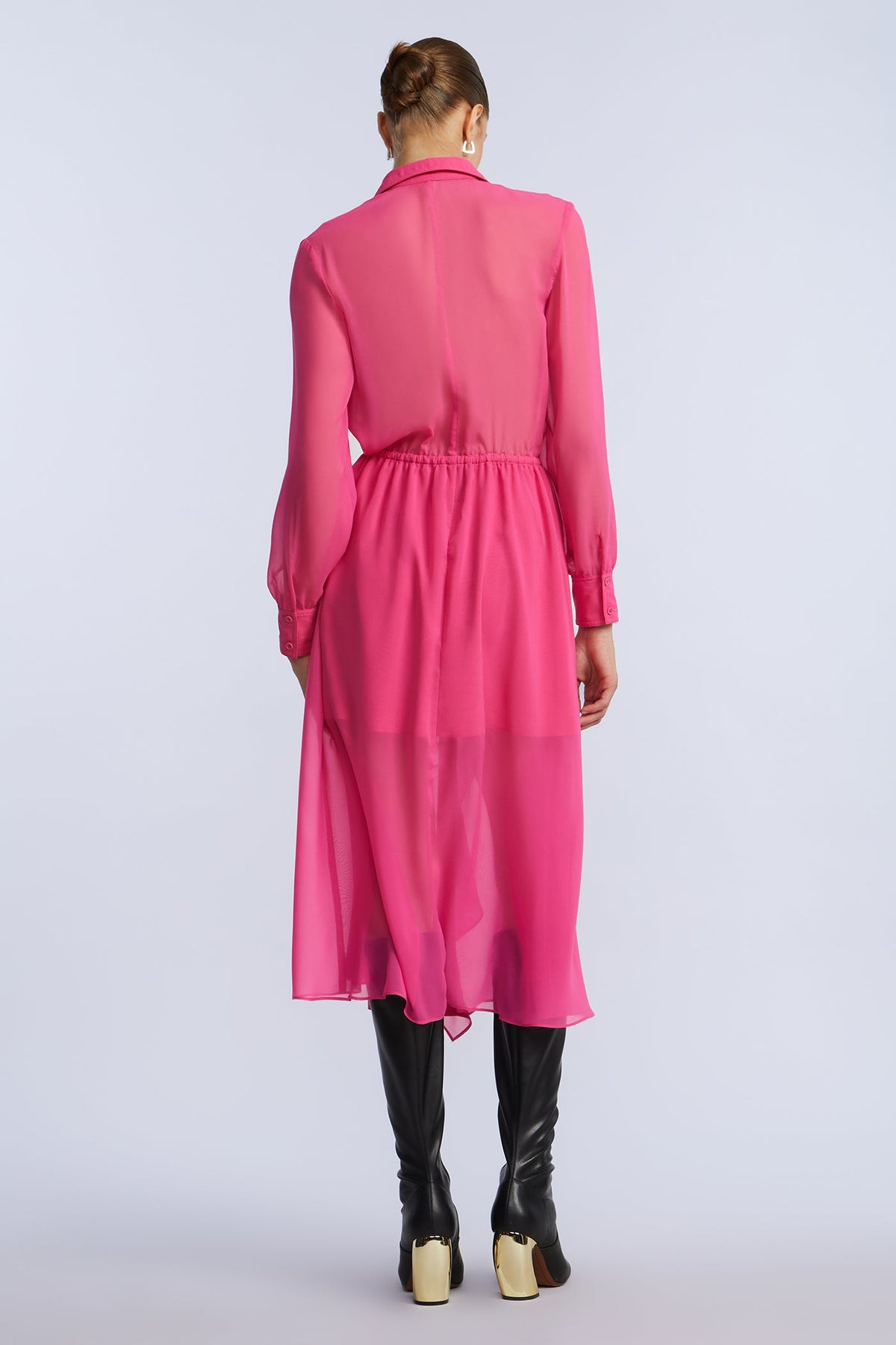 BCBGMAXAZRIA Solid Ruffle Dress Fuchsia Purple
