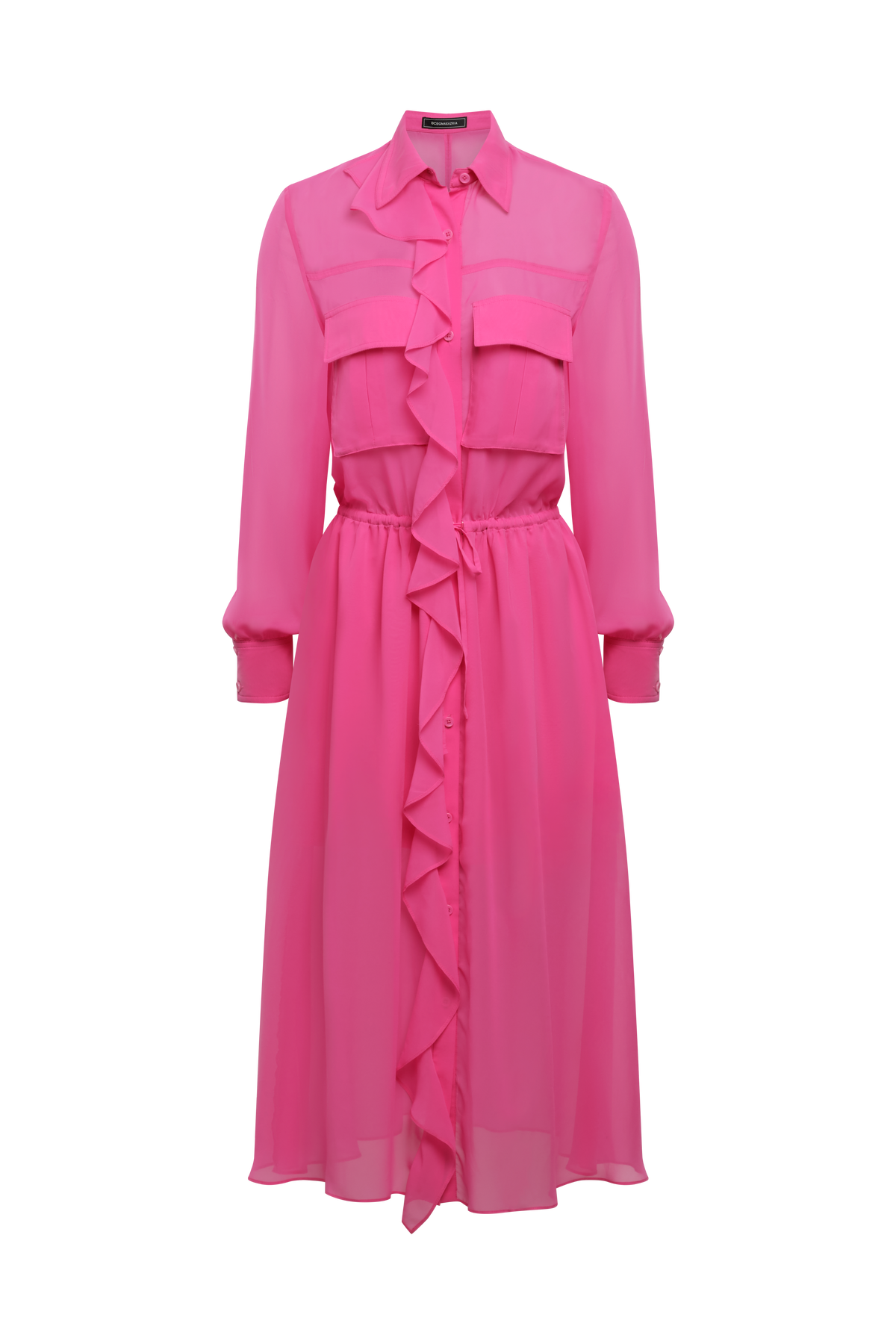 BCBGMAXAZRIA Solid Ruffle Dress Fuchsia Purple