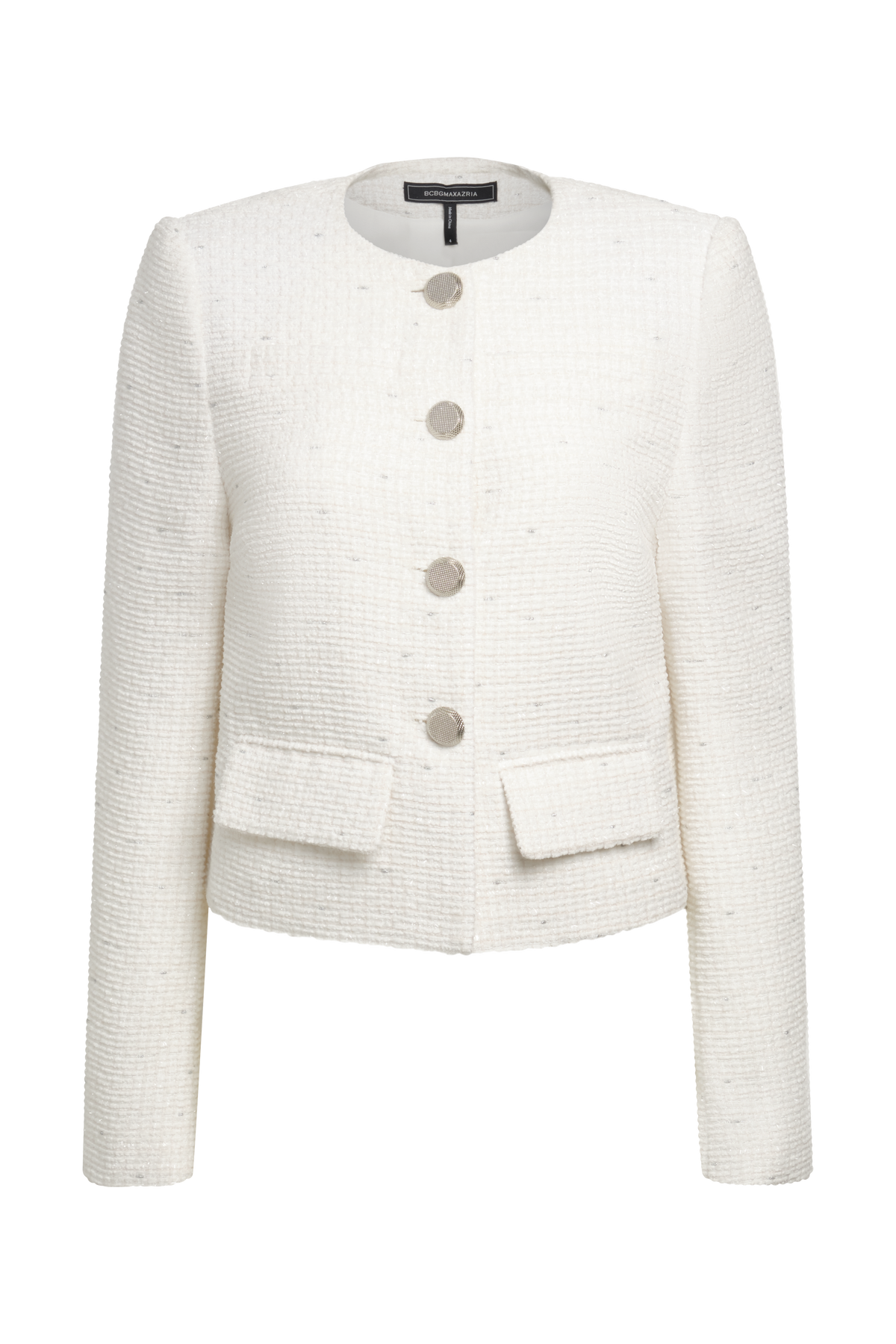 BCBGMAXAZRIA Tweed Chasseur Jacket White