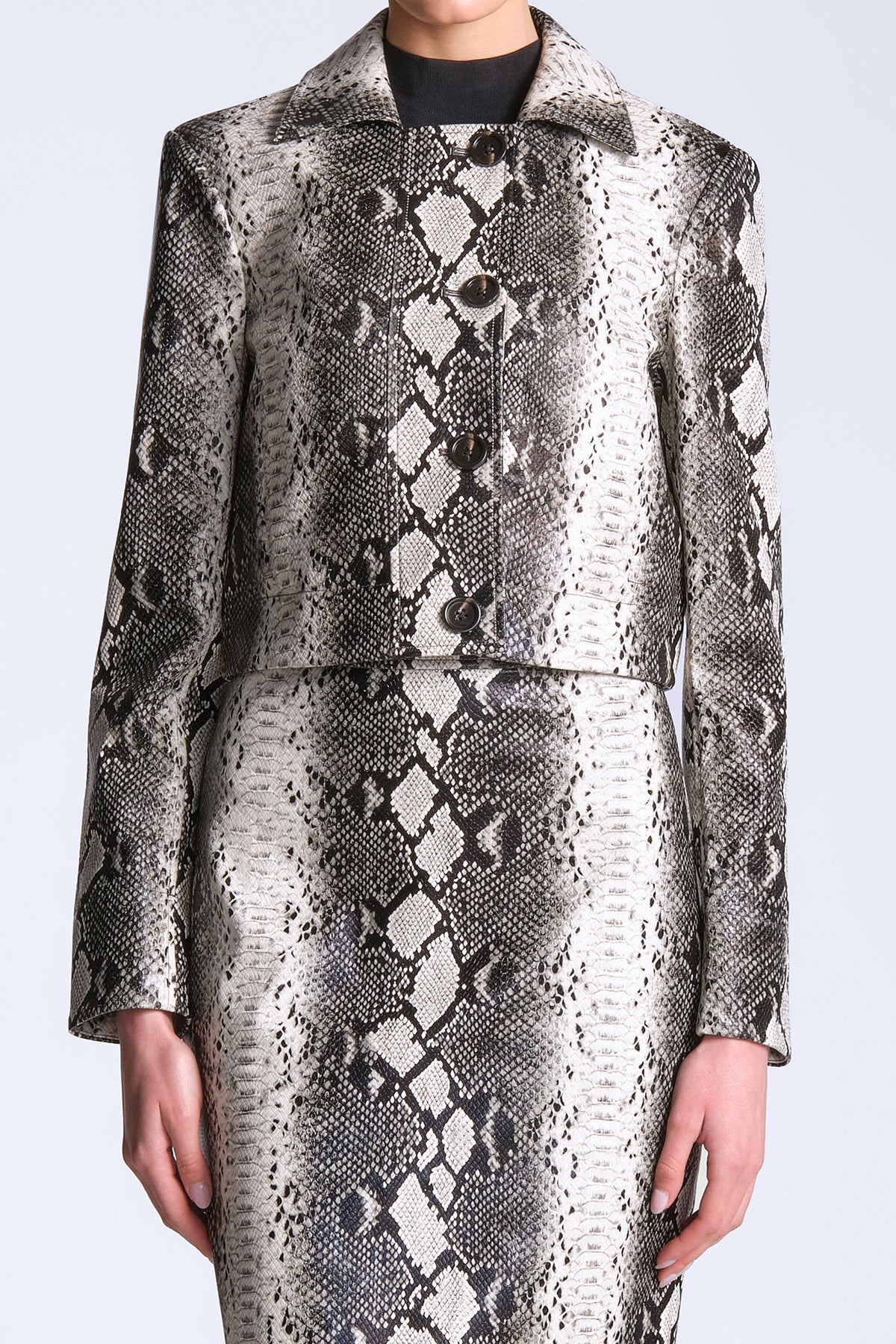 BCBGMAXAZRIA Paloma Printed Jacket Snakeskin Black & White Print