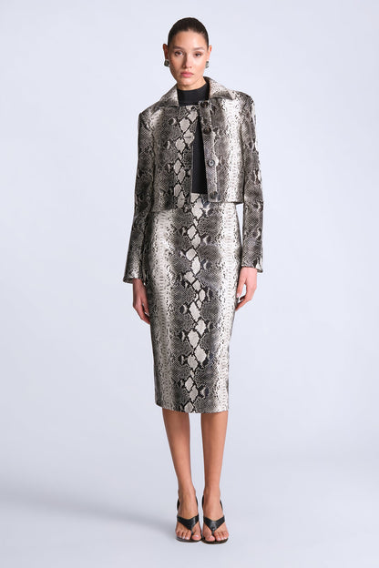BCBGMAXAZRIA Paloma Printed Jacket Snakeskin Black & White Print