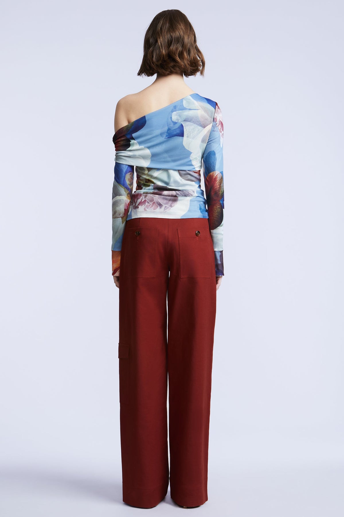 BCBGMAXAZRIA Irma Top Coral Garden Print