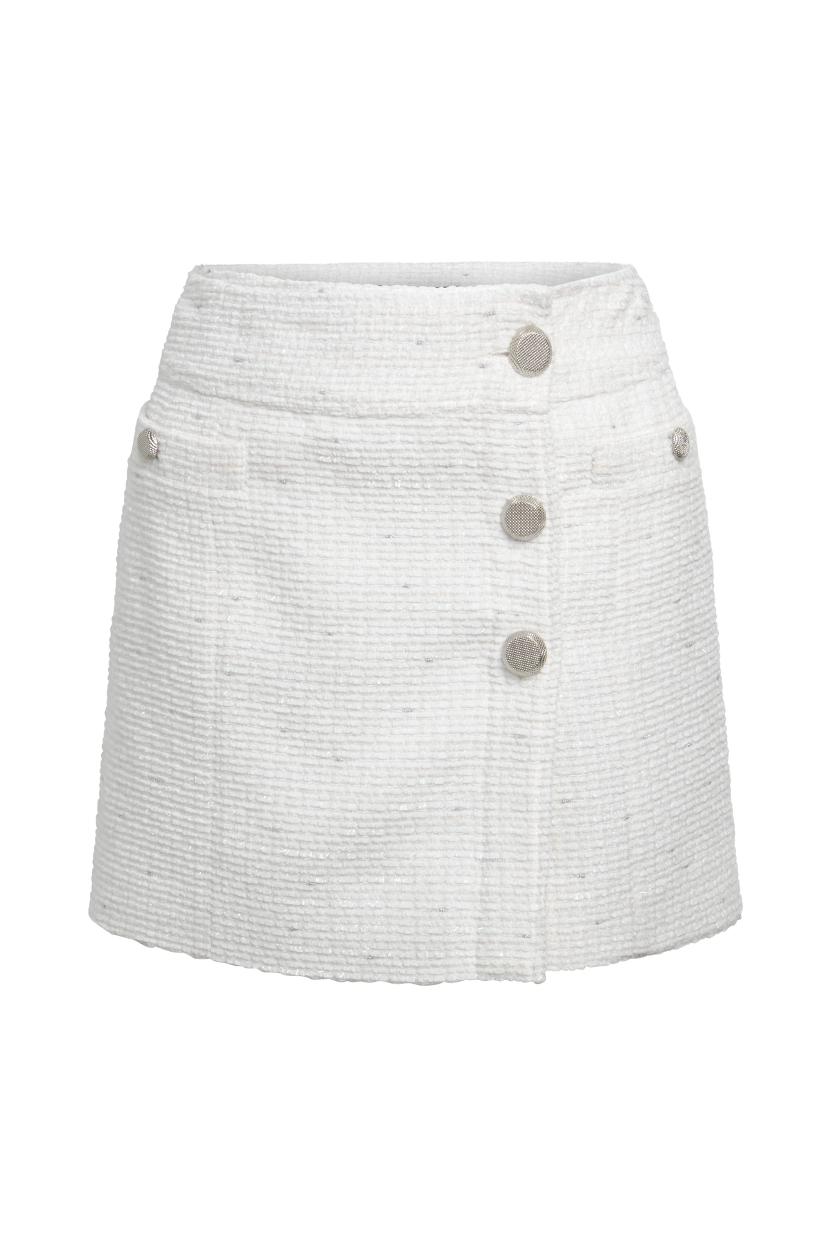 BCBGMAXAZRIA Tweed Wrap Short Skirt White