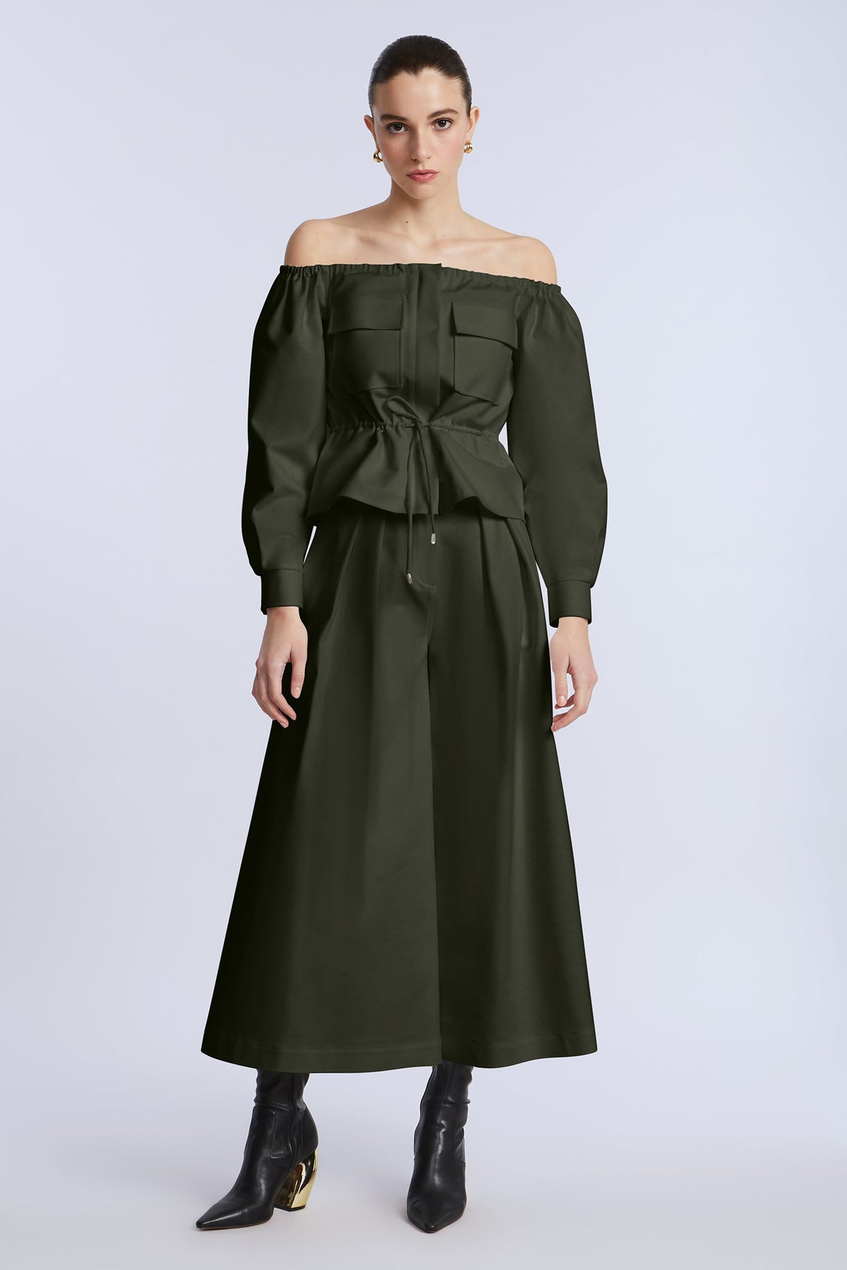 BCBGMAXAZRIA Pleated Front Crop Pant Rosin
