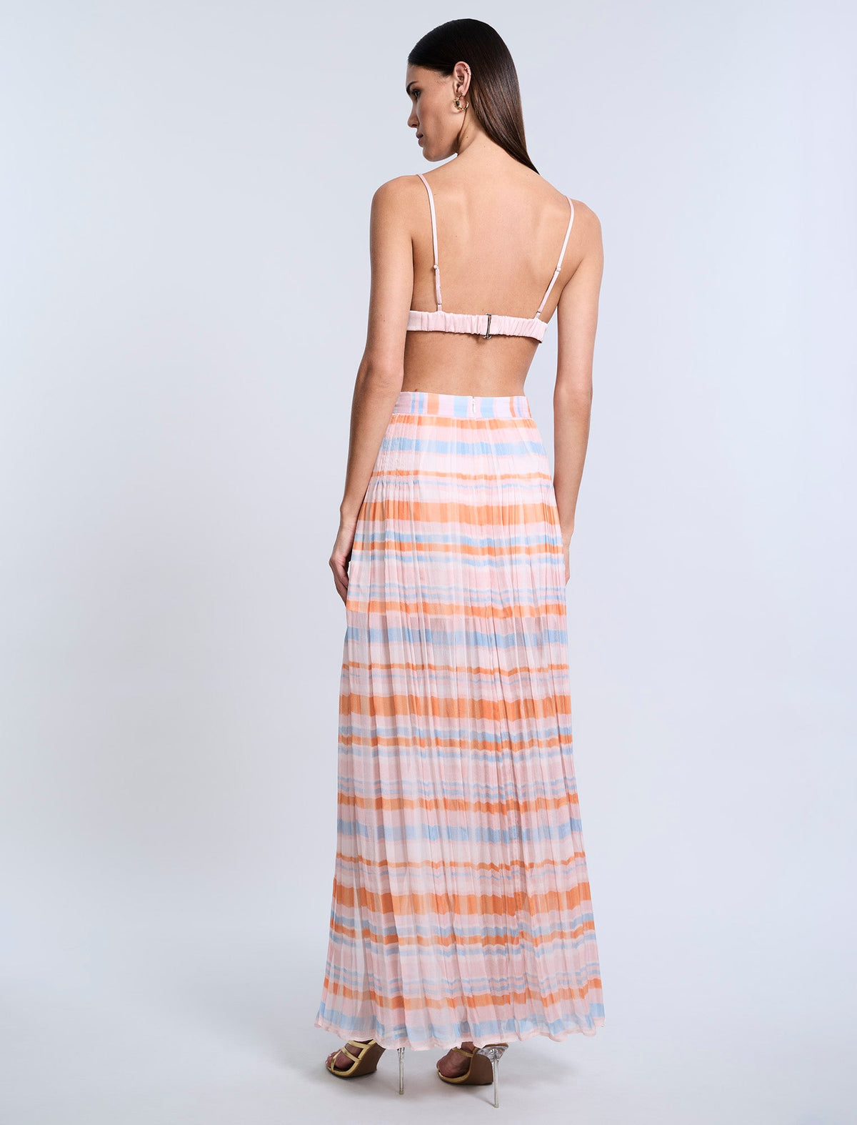 BCBGMAXAZRIA Printed Pleated Skirt Plaid Print