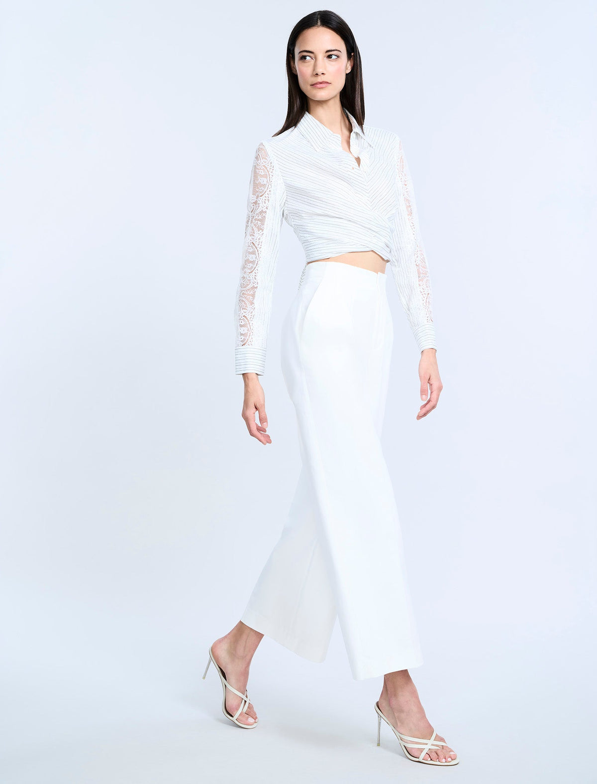 BCBGMAXAZRIA High Waist Cropped Pant Chalk