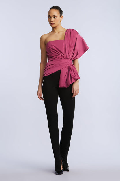 BCBGMAXAZRIA Bow Jumpsuit Black & Red Violet Combo