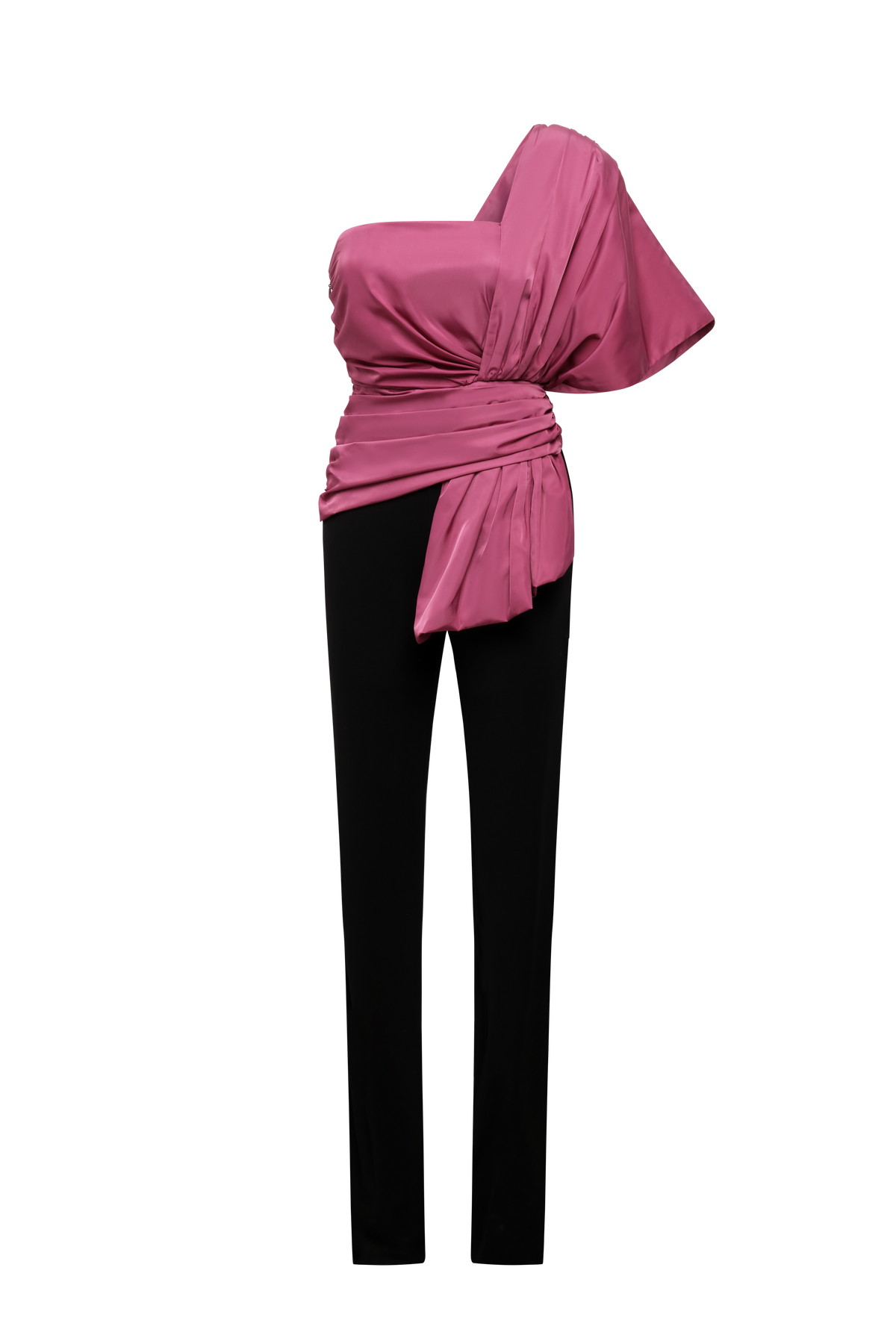 BCBGMAXAZRIA Bow Jumpsuit Black & Red Violet Combo