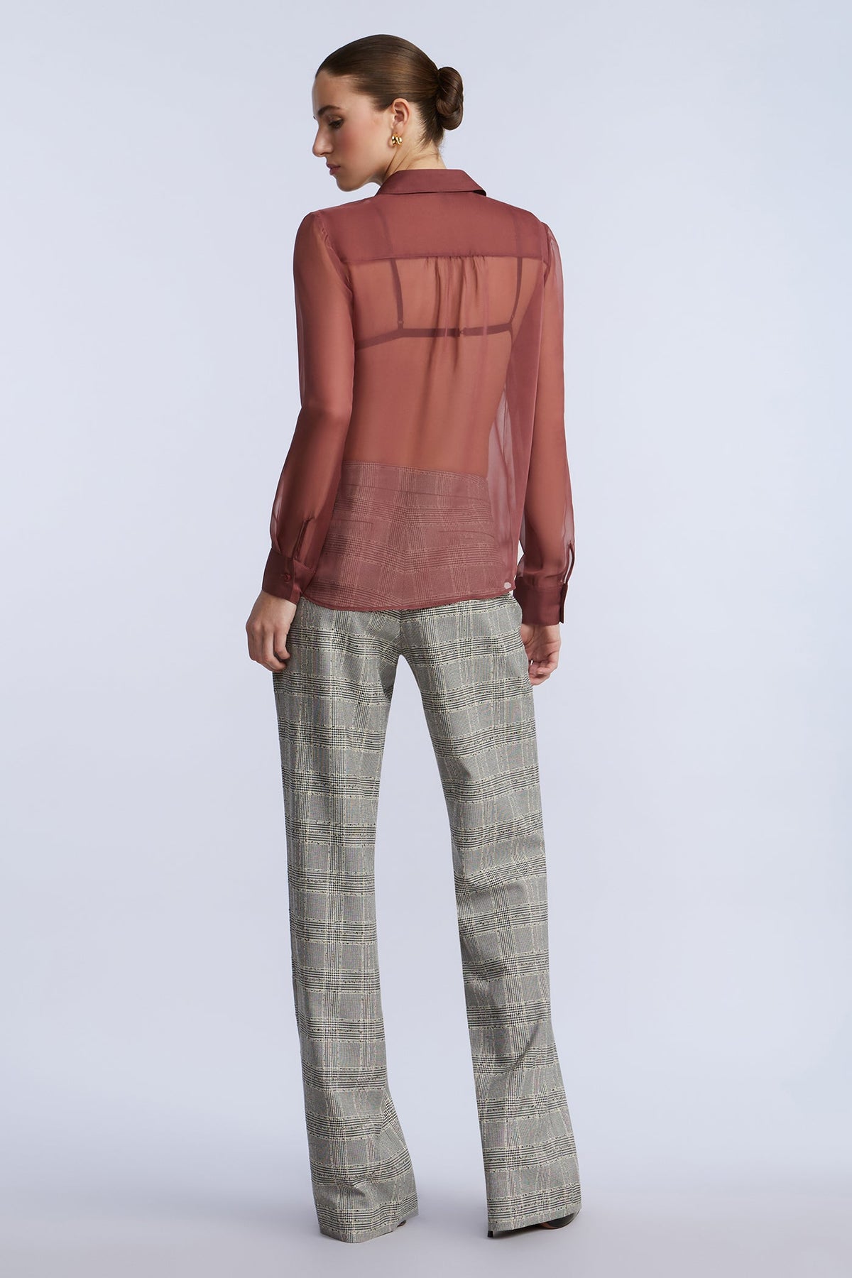 BCBGMAXAZRIA Chiffon Button Down Renaissance Rose